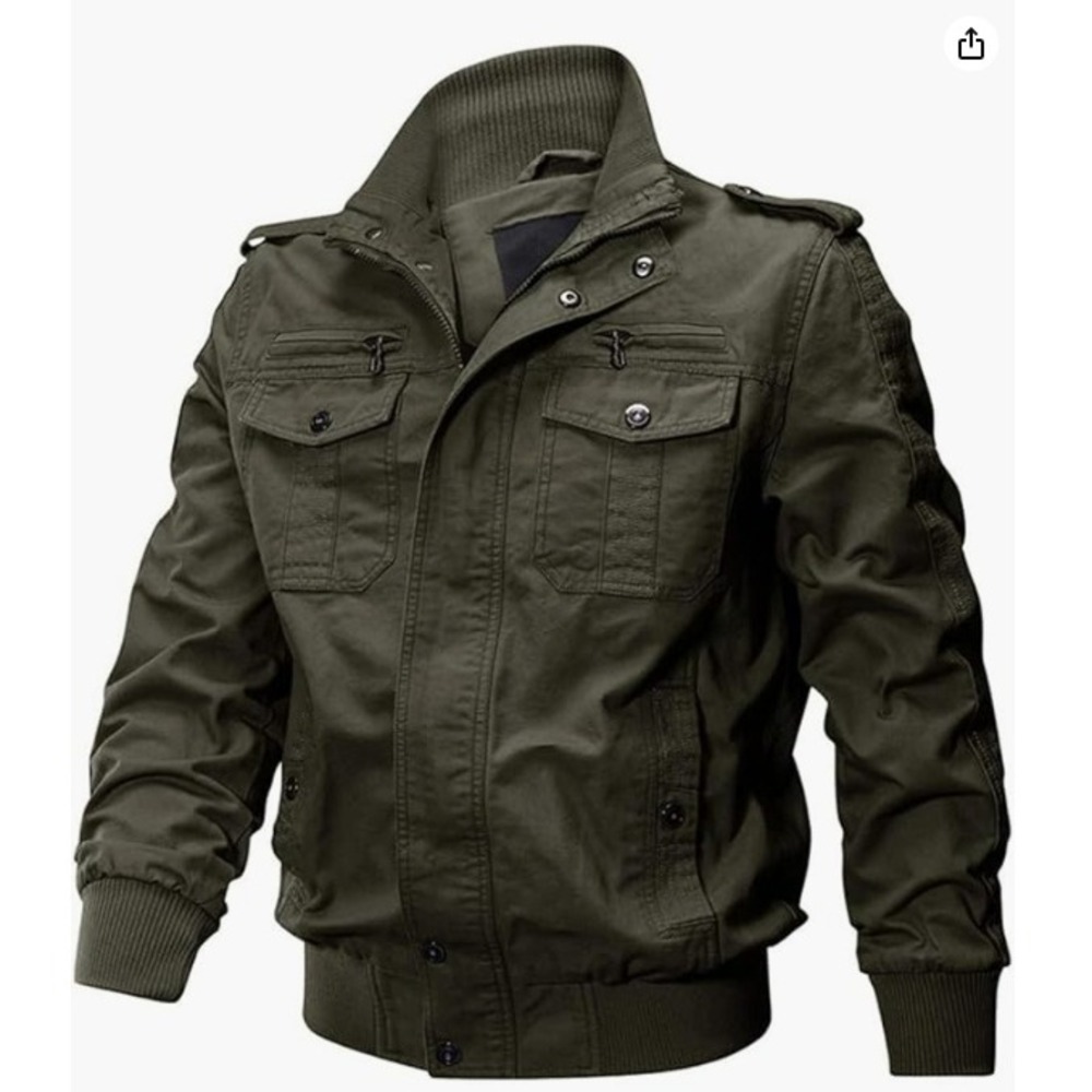 Men's Olive Green Military Windbreaker‎ Jacket – Size Large – NWOT